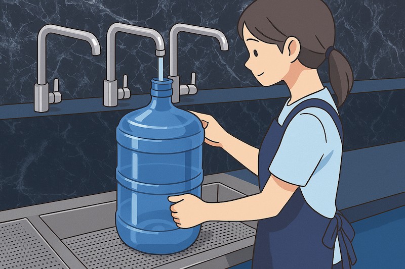 スタッフが給水する様子
